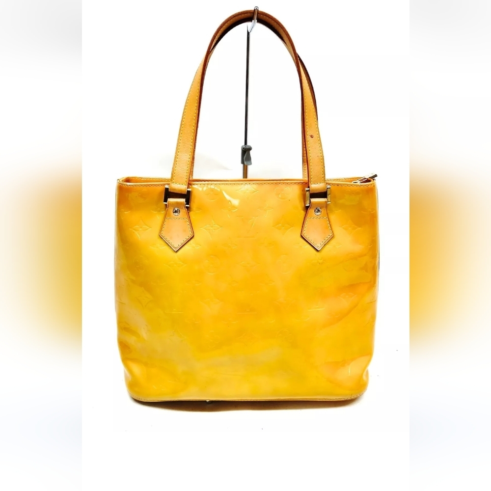 Louis Vuitton HandBag  Houston Yellow Vernis Patent Leather Tote Shoulde Bag